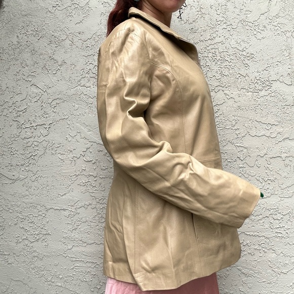 Y2k Neutral Leather Moto Jacket - Picture 4 of 10